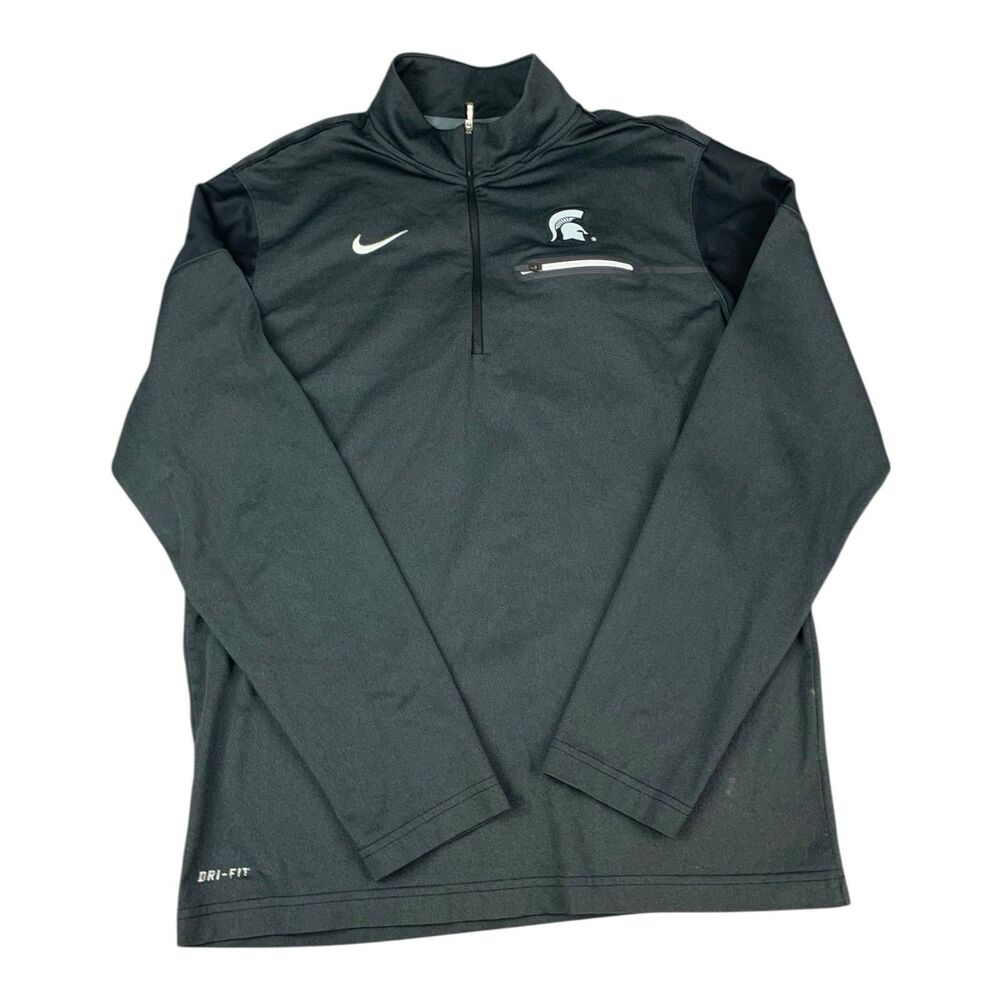Michigan State Spartans Nike Dri Fit 1/4 Zip Pullover Top, Gray, Men’s Medium